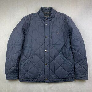 J Crew Mens Sussex Jacket Large Navy Blue Quilted Full Zip Primaloft Insulated
